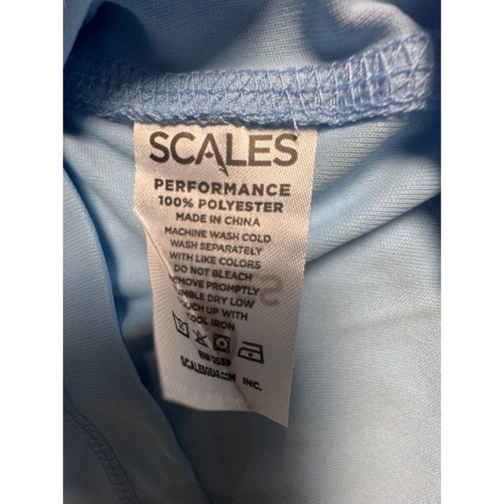 Scales Hoodie Mens XXL Blue Marlin Performance Sun Shirt Long Sleeve Thumbholes - Picture 5 of 11